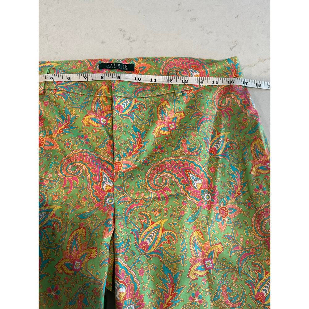 Lauren Ralph Lauren Paisley Print Ankle Pants Women’s Size 10 Stretch Green - Picture 8 of 8